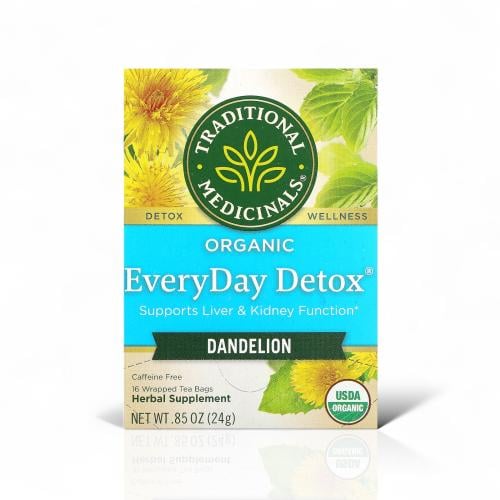 Detox العضوي، بالهندباء، خالٍ من الكافيين، ، 16 كيس شاي مغلّف، 0.85 (24 جم)