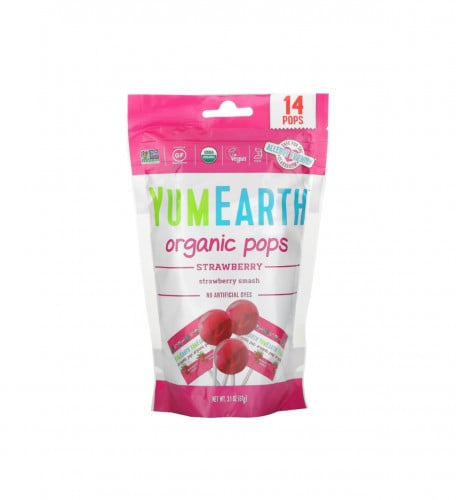 مصاصات فراولة عضوية، مسحوق الفراولة، 14 قطعة، 3.1 أونصة (87 جم)