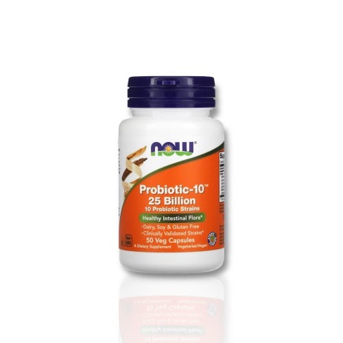 Probiotic-10 بروبيوتيك بكتيريا نافعة‏، 25 مليارًا، 50 كبسولة نباتية