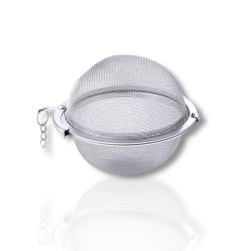 مصفاة شاي من الاستانلس بتصميم كروي فضي