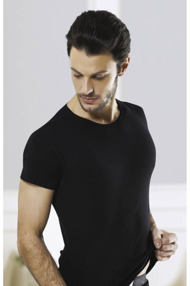 Box 3 pieces of men's half-sleeve T-shirt, V-neck, multi-colored cotton and modal