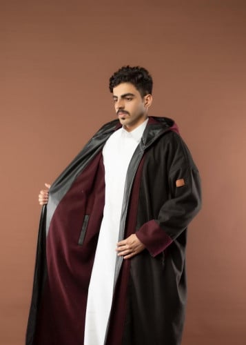 فروة رجالي جوخ لون أسود وعنابي دبل فيس تنلبس جهتين...