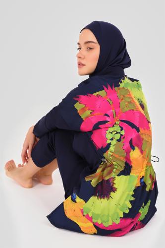 بوركيني كحلي بظهر مشجر