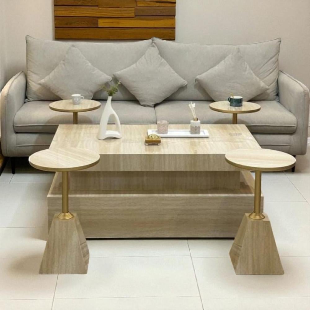 طقم طاولات ضيافة 5 قطع أناقة بديل الرخام المتكاملة