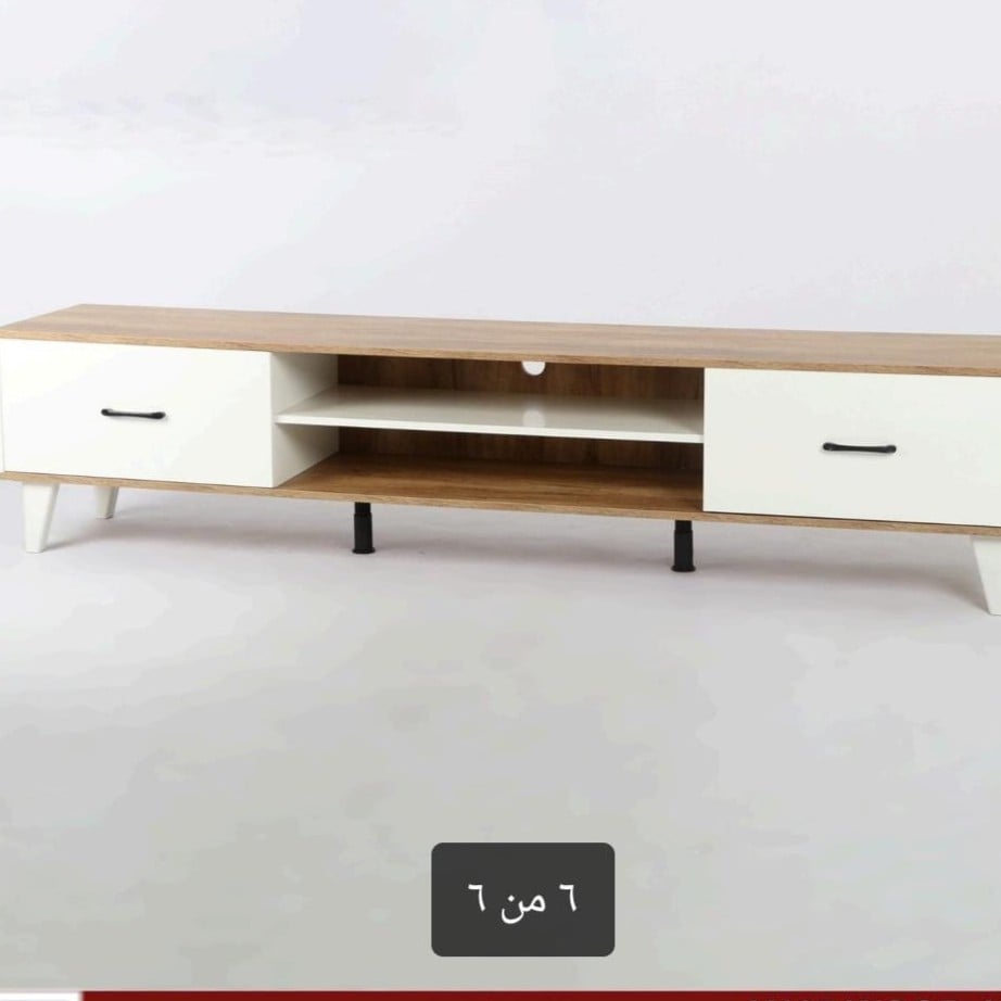طاولة بلازما حديثة بني فاتح × ابيض