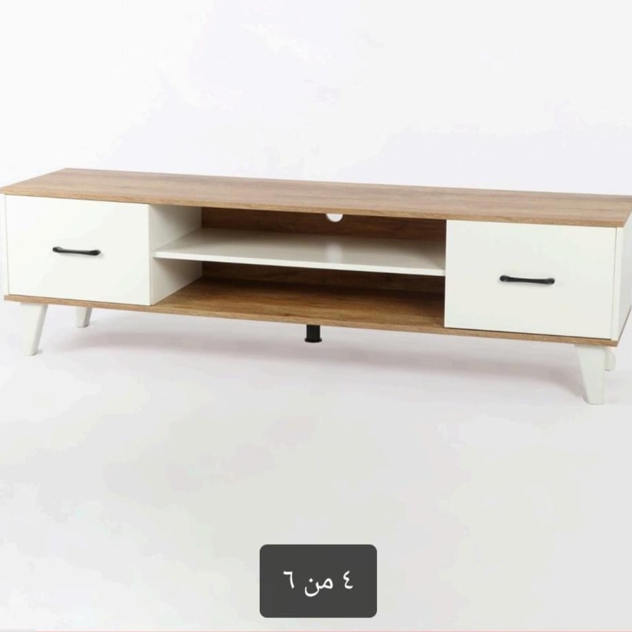طاولة بلازما حديثة بني فاتح × ابيض