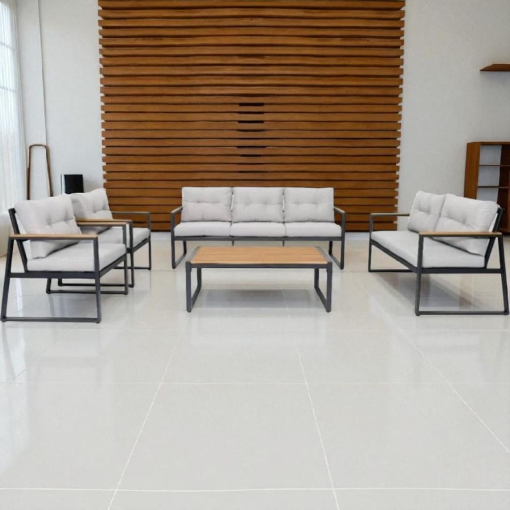 جلسة كنب خارجية تصميم عصري لون رصاصي