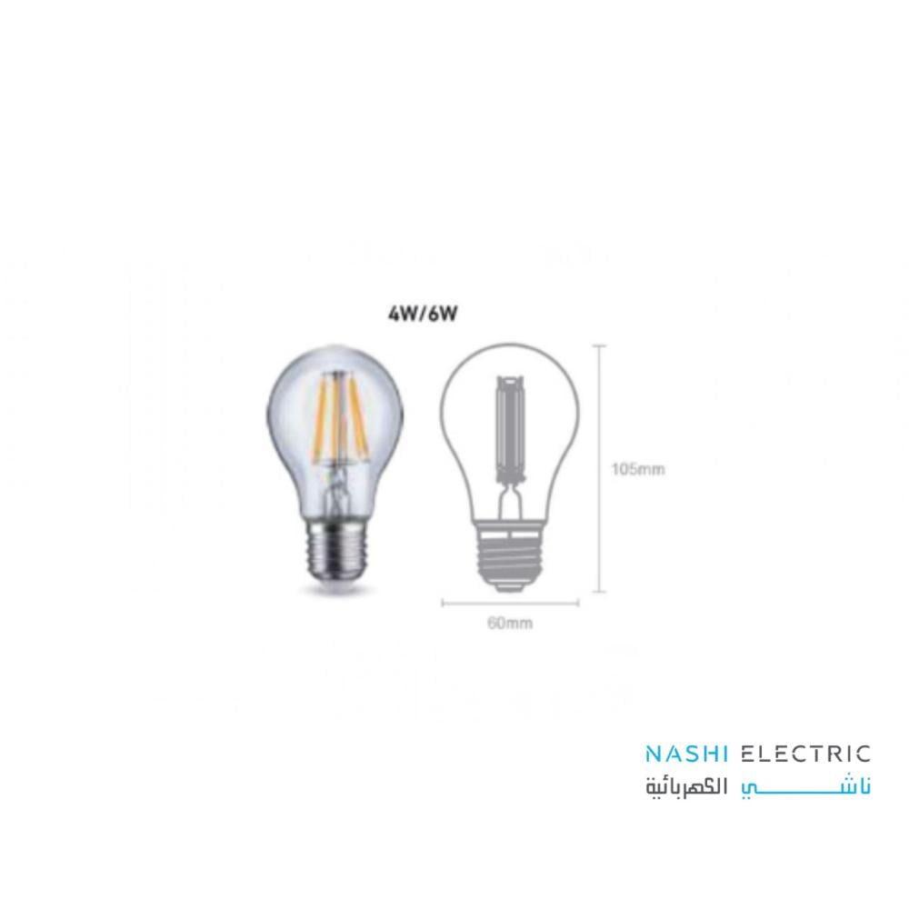 لمبة ليد كوع 6 وات E27 شفاف فيلمنت كوداك