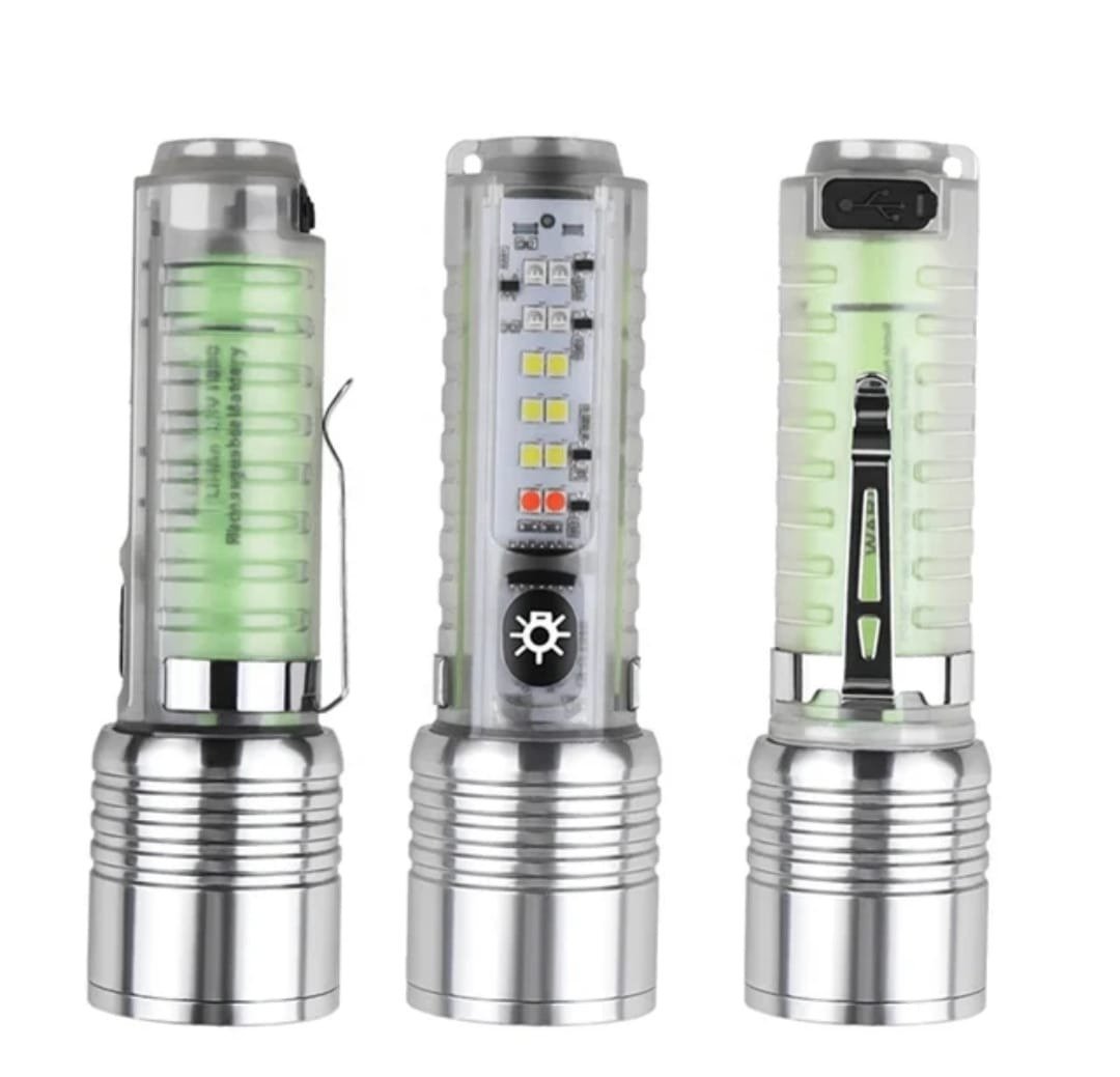 مصباح يدوي متعدد الوظائف والالوان-فضي - 520A