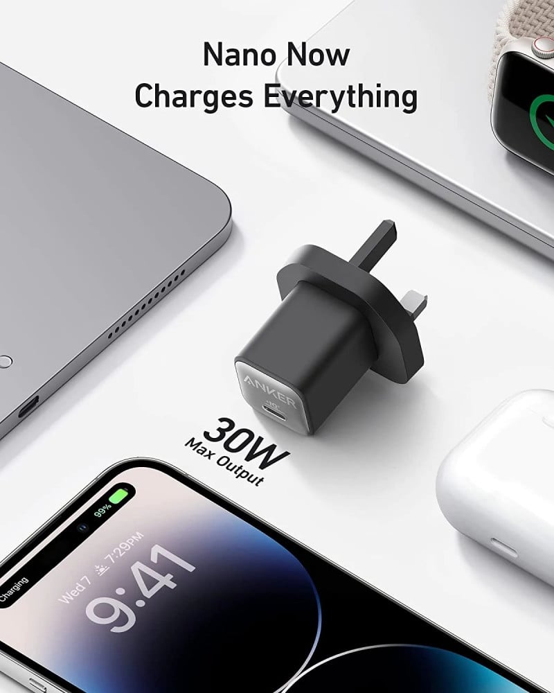 انكر شاحن جداري 511 نانو 3 بقوة 30 واط وبمنفذ USB-C - اسود