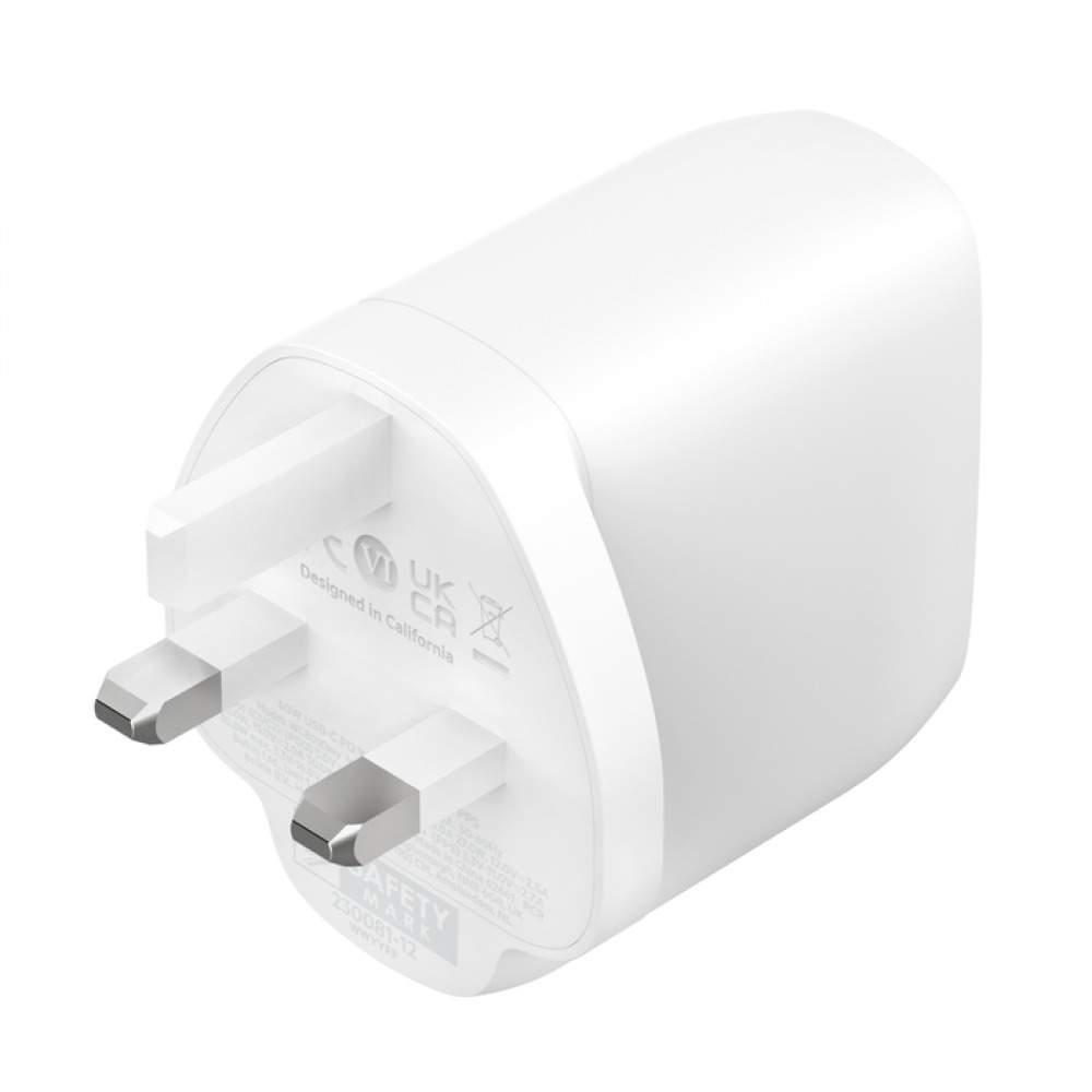 Belkin 60W Dual-Port USB-C Wall Charger, White WCB010my