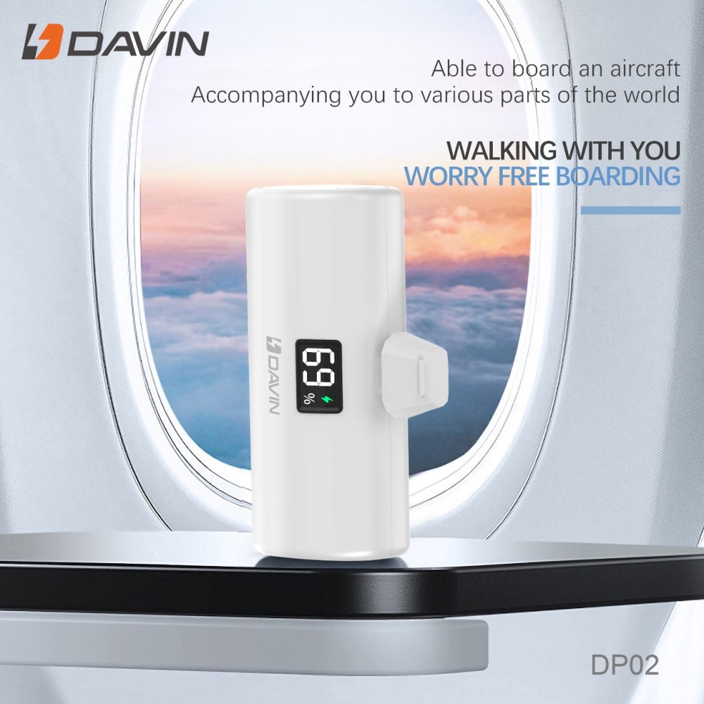 DAVIN Mini Power Bank 5000 mAh Type C for Android - White DAVIN - الدهماني  للاتصالات Aldahmani Telecom