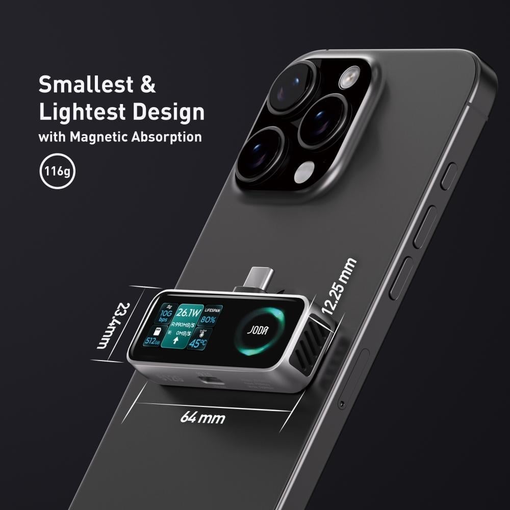 جودا قطعة نقل بيانات بسعة 512 جيجابايت تايب سي مع شاشة رقمية - اسود