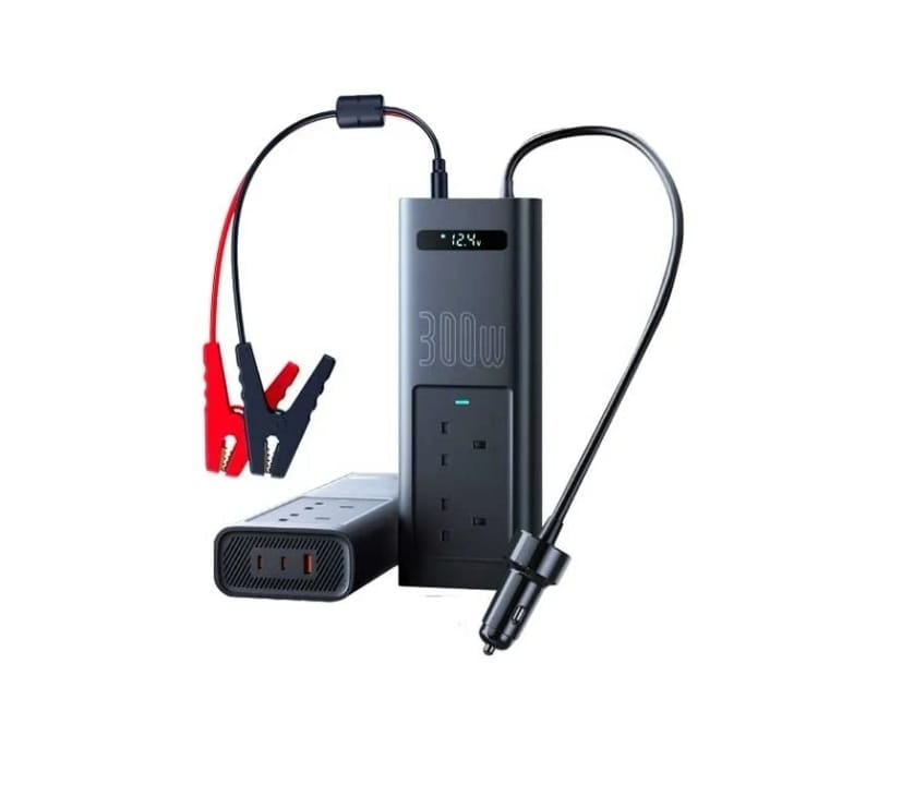 بيسوس محول الطاقة للسيارة مع شاشة ذكية و5 منافذ بقوة 300 واط من baseus
