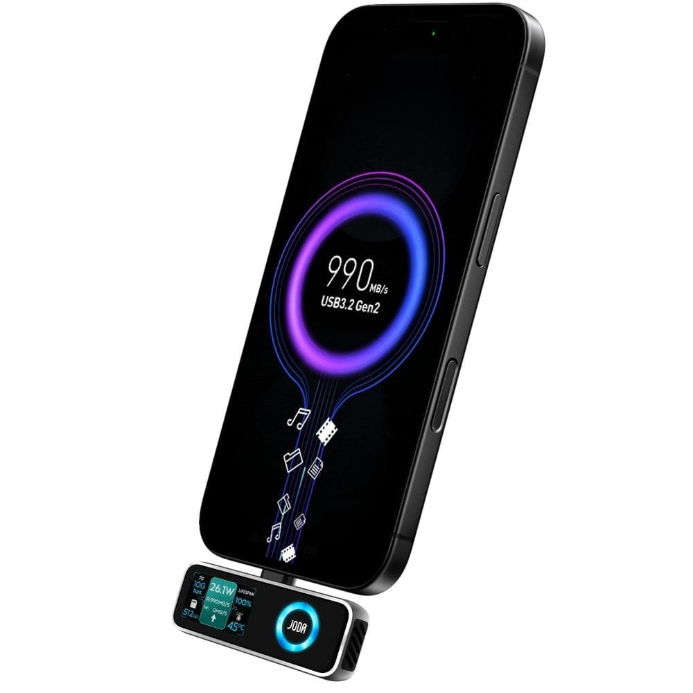 جودا قطعة نقل بيانات بسعة 512 جيجابايت تايب سي مع شاشة رقمية - اسود