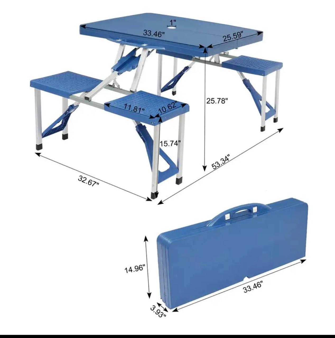 طاولة نزهات قابلة للطي مناسبة للتخييم والأنشطة الخارجية-لون ازرق