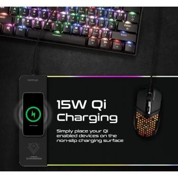 فيرتوكس لوحة ماوس الألعاب Vertux RaftPad-Qi المضادة للاحتكاك مع شاحن لاسلكي 15 واط