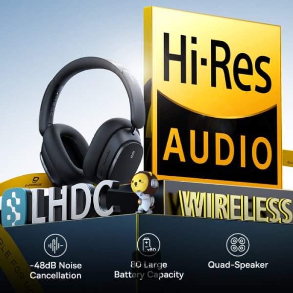 بيسوس سماعة رأس لاسلكية بلوتوث اسود-bwoie h1i