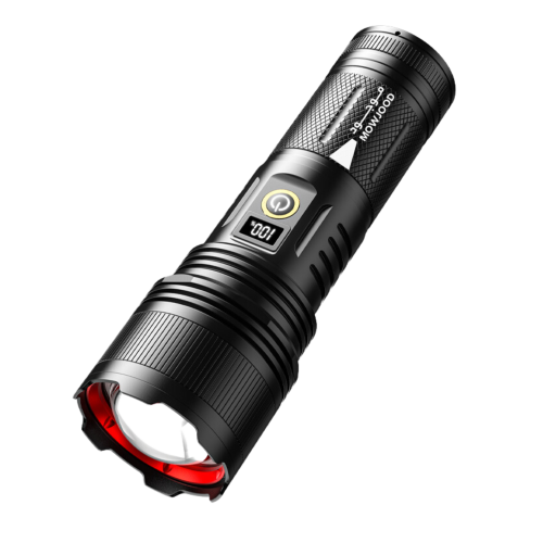 كشاف يدوي LED بقوة 2000 لومن مع بطاريات ليثيوم قابلة للشحن