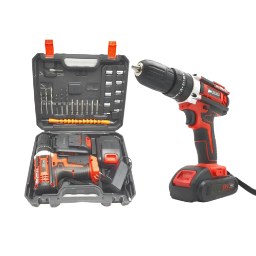 مثقاب دريل لاسلكي متعدد الوظائف مع بطاريتين قابلة لاعادة الشحن وشنطة م
