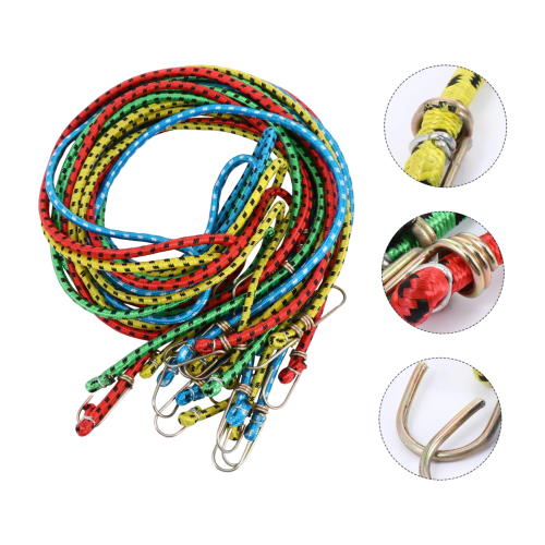 طقم 10 قطع رباط عفش حبل مطاط لربط الامتعة بطول 100 سم مع الشنطة للحفظ