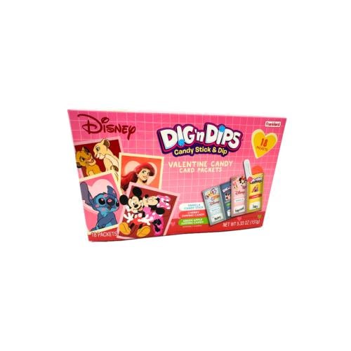 Disney Dig 'n Dips Valentine Candy Card Packets Assorted Flavors- Exclusive Limited Edition Item for Valentine