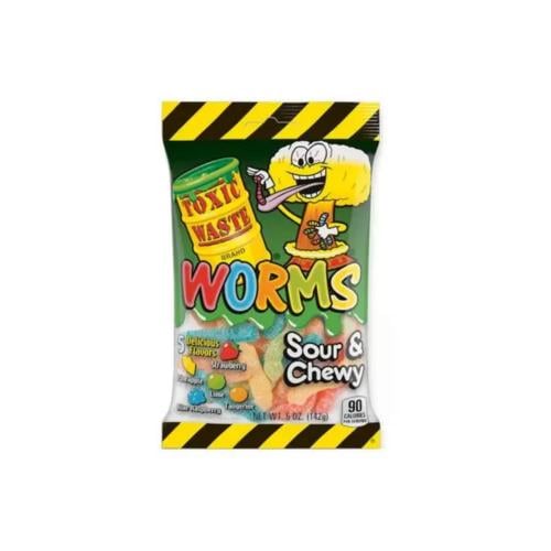 Toxic Waste - Worms Sour & Chewy 5 Delicious Flavors - 142 g