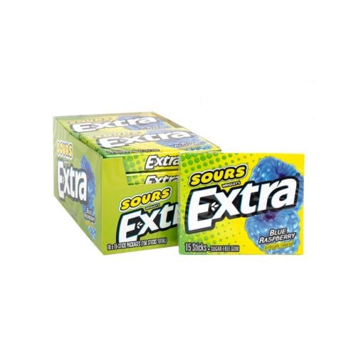 اكسترا لبان خالي من السكر بنكهة التوت الأزرق الحامضة - علبة واحدة (15 حبة) - منتج حصري مستورد من أمريكا
