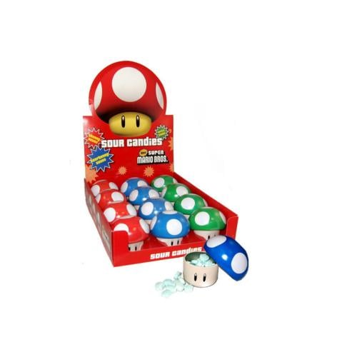 Nintendo Super Mario Mushroom Tin Cherry and Green Apple Sours Candy - 1× Random Piece