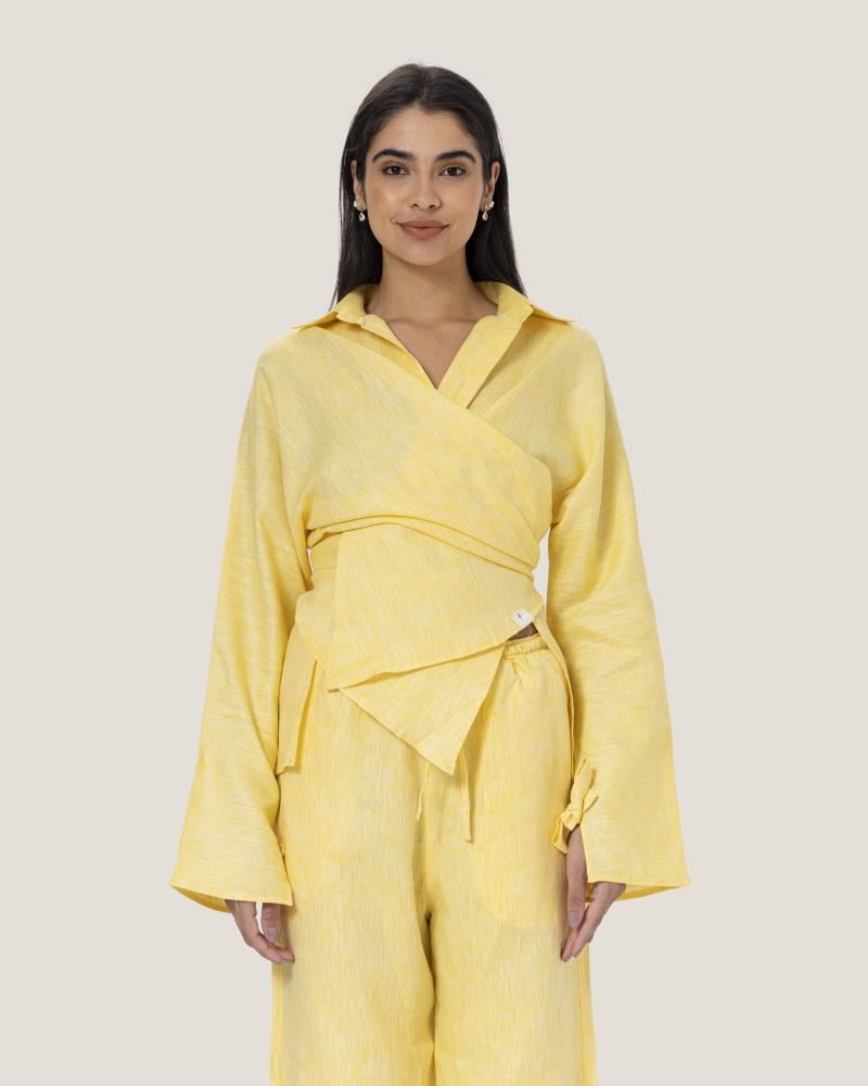 yellow wrap shirt