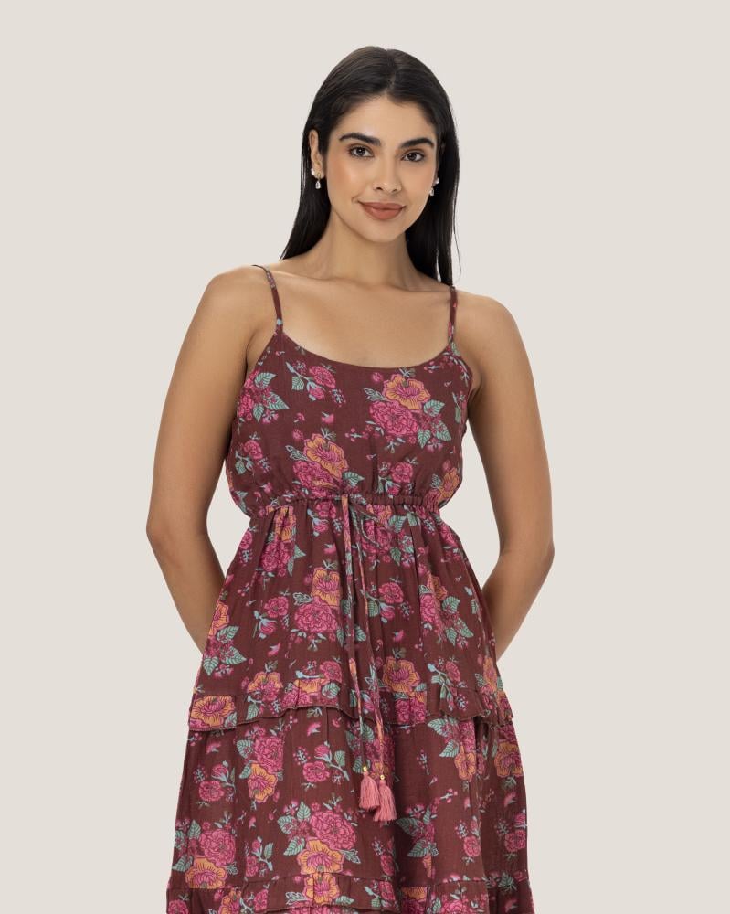 floral burgundy dress