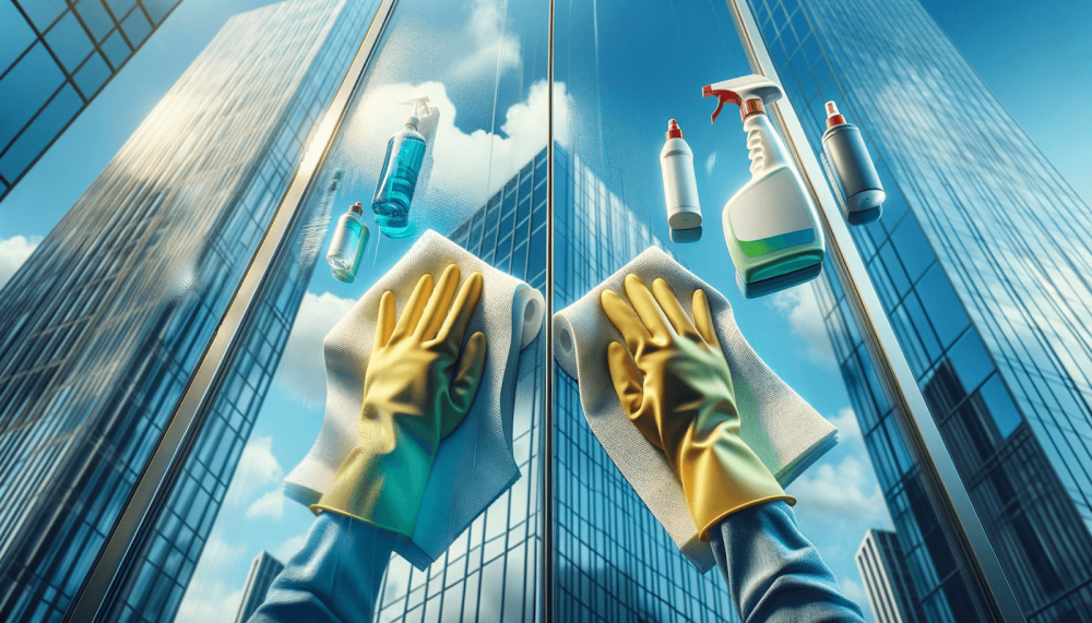 تنظيف واجهات الزجاج