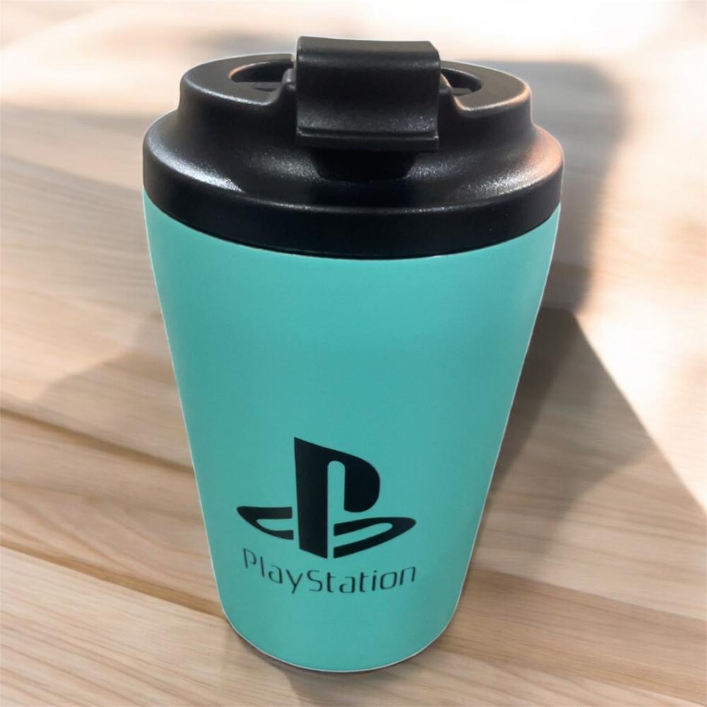 Coffee mug - Coffee mug with a special design in our store (PlayStation logo) turquoise color