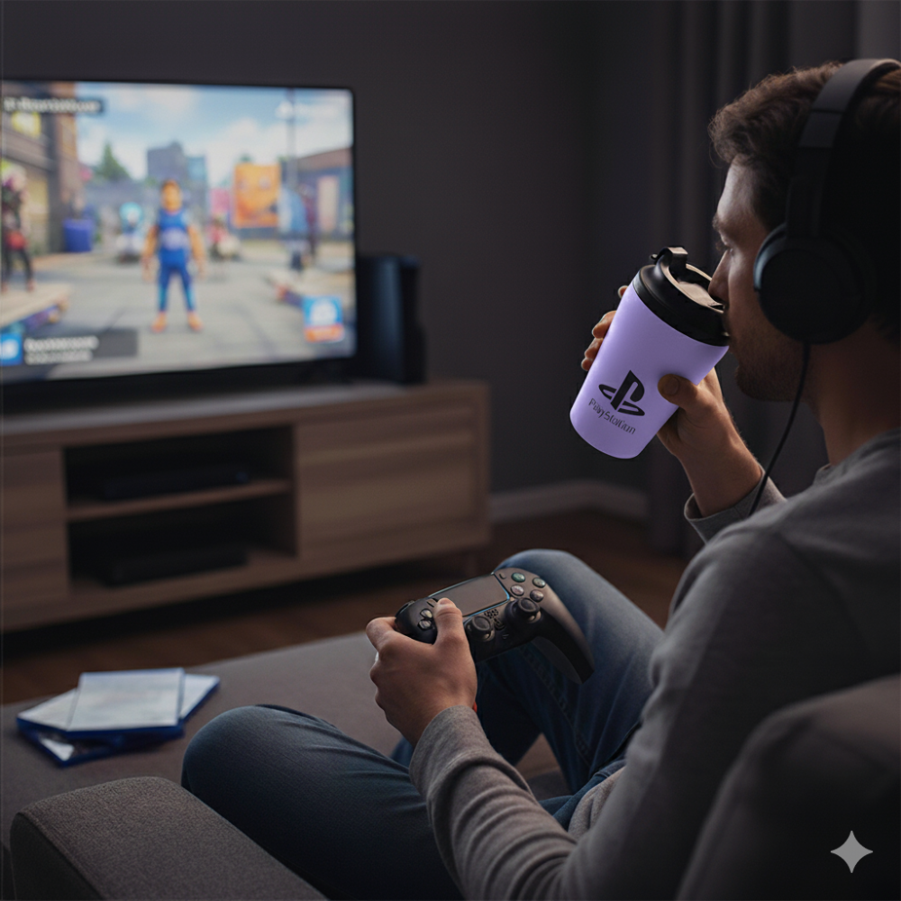 Coffee mug - Coffee mug with a special design in our store (PlayStation logo) purple color