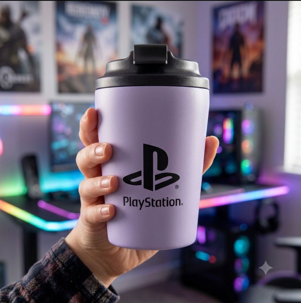 Coffee mug - Coffee mug with a special design in our store (PlayStation logo) purple color