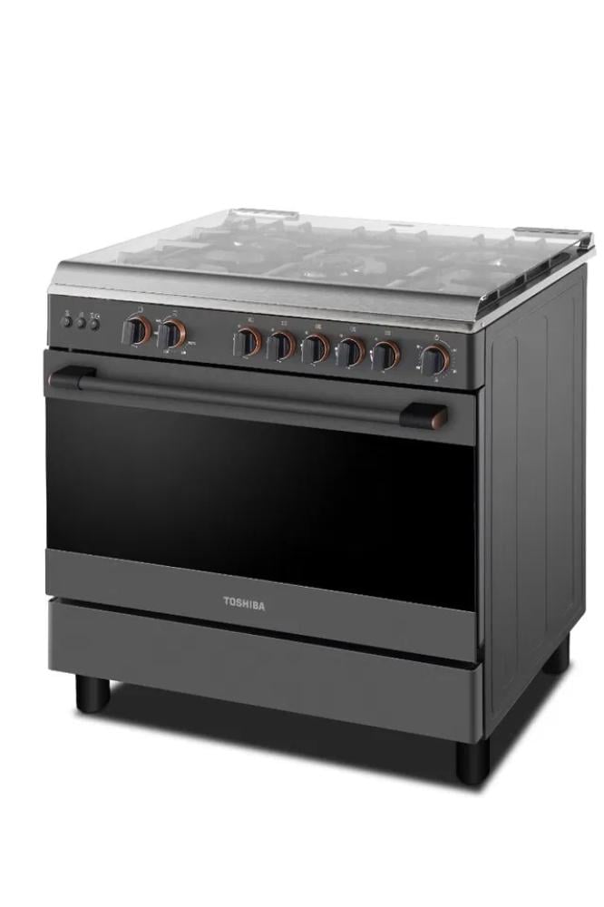 غاز توشيبا 90 × 60 رمادي 5 عيون ستيل امان