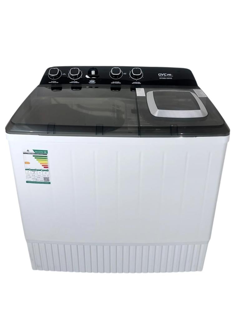 غسالة حوضين جي في سي برو 12 كيلو — GVCWM-130KG3 — تصميم مضاد للصدأ بصوت هادئ