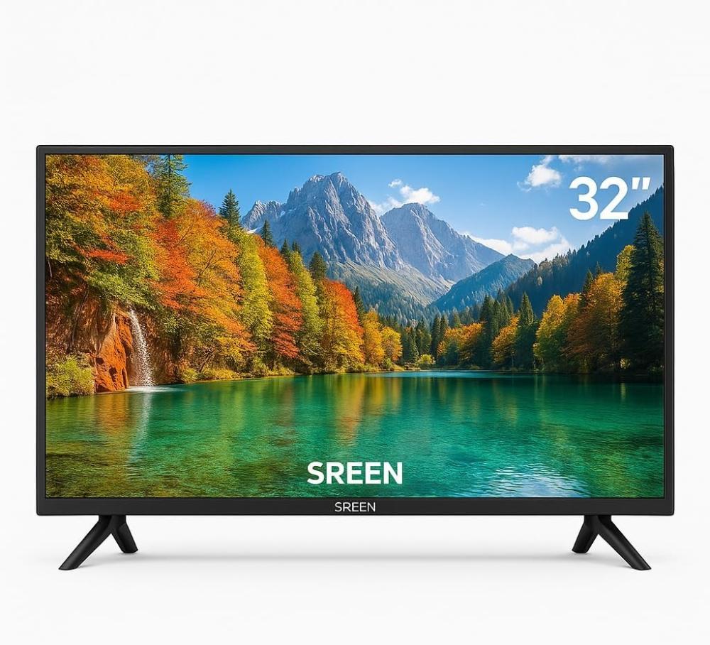 شاشة سيرين 32 بوصة LED FHD — دعم يوتيوب ونتفليكس مع منافذ HDMI و USB موديل SRET-32