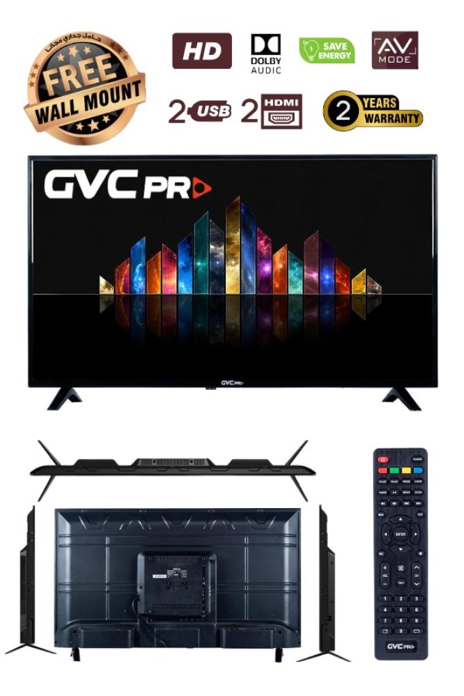 شاشة جي في سي برو 32 بوصة LED HD — مداخل HDMI/USB مع حامل جداري مجاني