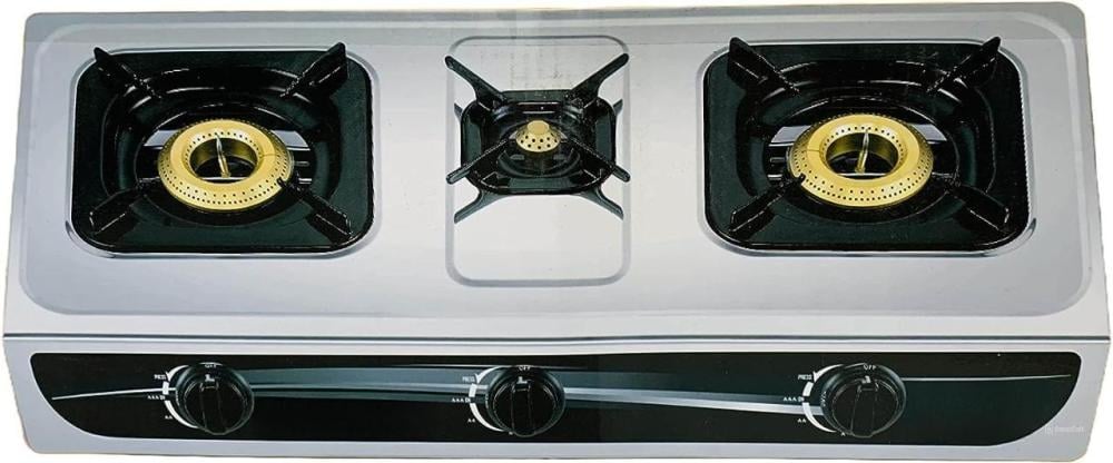 موقد غاز نيديك 3 عيون ستيل — إشعال ذاتي ولهب أزرق واستهلاك منخفض NEDIC