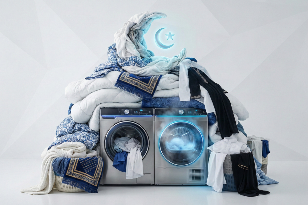 كيف تختارين الغسالة والمجفف الأنسب للتعامل مع ضغط غسيل المفارش والملاب