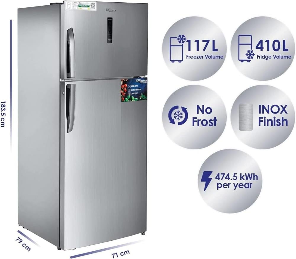 ثلاجة سوبر جنرال 19 قدم ستيل