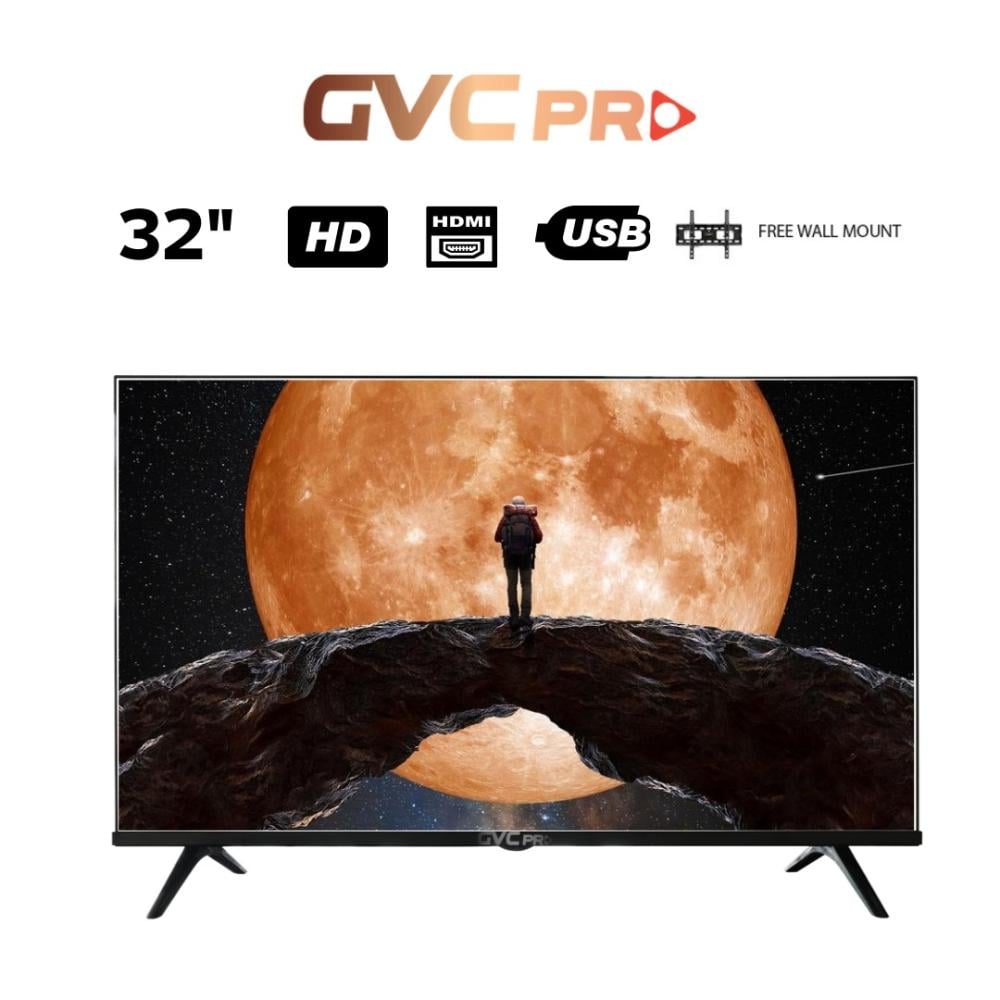 شاشة جي في سي برو 32 بوصة LED HD — مداخل HDMI/USB مع حامل جداري مجاني