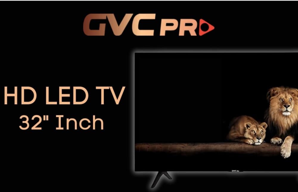 شاشة جي في سي برو 32 بوصة LED HD — مداخل HDMI/USB مع حامل جداري مجاني