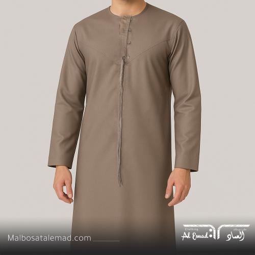 ثوب إماراتي أصلي بتصميم أنيق وكلاسيكي بيج فاتح