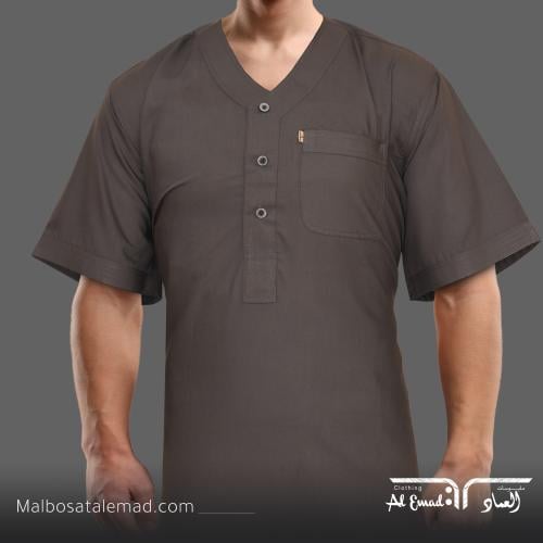 ثوب الراحة الرجالي بأكمام قصيرة بتفاصيل أنيقة