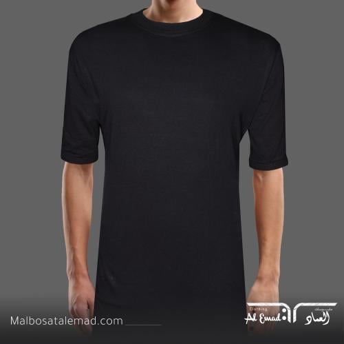 فنيلة عسكرية قطنية رجالية كلاسيكية سوداء