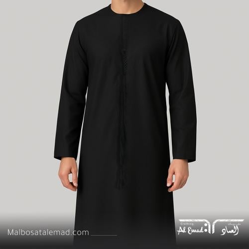 ثوب إماراتي أصلي بتصميم أنيق وكلاسيكي اسود