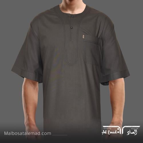 ثوب الراحة رجالي بأكمام قصيرة بتفاصيل فاخرة