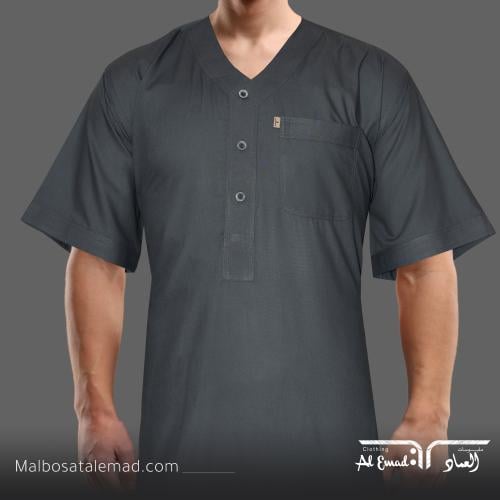 ثوب الراحة للرجال بأكمام قصيرة من العماد